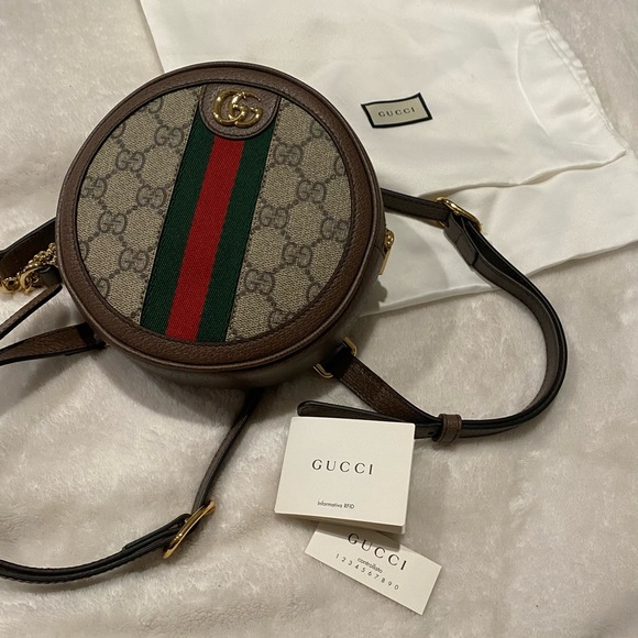 {Gucci} GG Supreme Mini Ophidia Round Backpack - Picture 5 of 14